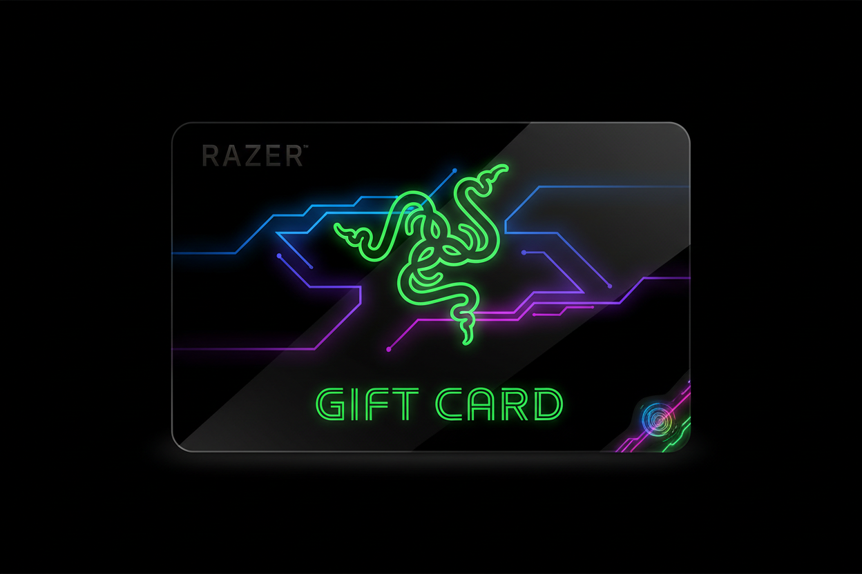 black dominant colorful razer gift card